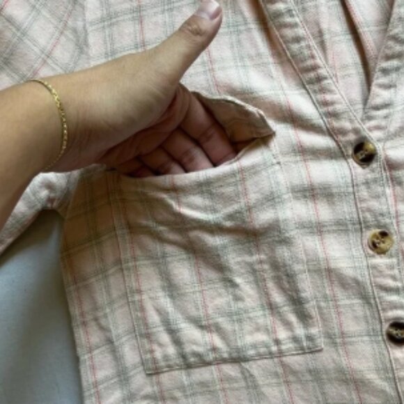 Roller Rabbit peach pink plaid button up long sleeve shirt - Picture 3 of 5